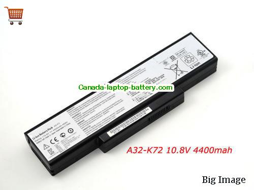 Genuine ASUS A32-K72 Battery 4400mAh, 48Wh , 10.8V, Black , Li-ion