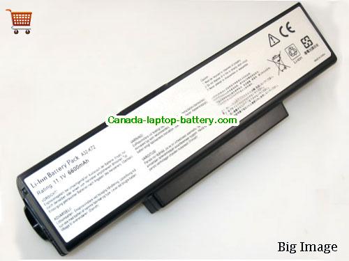 ASUS A32-K72 Replacement Laptop Battery 6600mAh 10.8V Black Li-ion