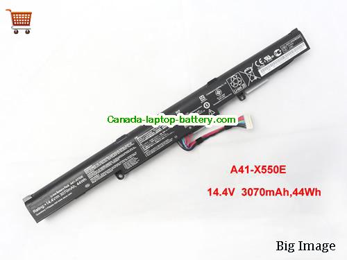 ASUS A41-X550E Replacement Laptop Battery 3070mAh, 44Wh  14.4V Black Li-ion