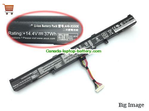 Genuine ASUS A41-X550E Battery 2500mAh, 37Wh , 14.4V, Black , Li-ion