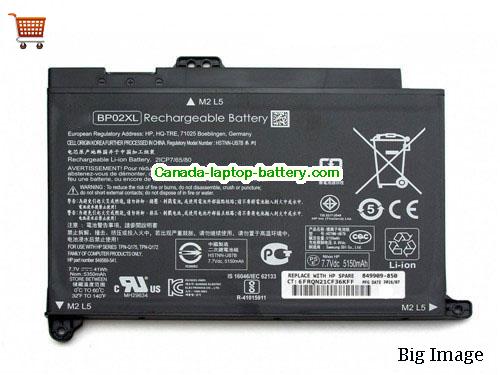 Genuine HP BP02XL Battery 41Wh, 7.7V, Black , Li-ion