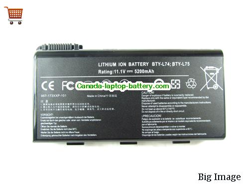MSI BTY L74 Replacement Laptop Battery 5200mAh 11.1V Black Li-lion
