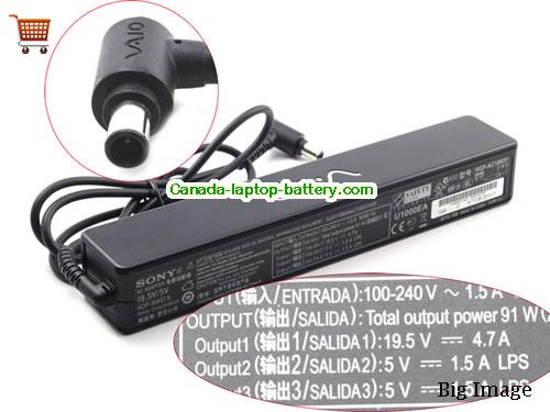 SONY PCGA-AC19V3 Laptop AC Adapter 19.5V 4.7A 92W