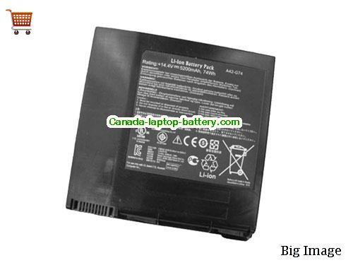 Genuine ASUS G74SX-XT1 Battery 5200mAh, 74Wh , 14.4V, Black , Li-ion