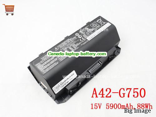 Genuine ASUS G750JY-T4009H Battery 5900mAh, 88Wh , 15V, Black , Li-ion