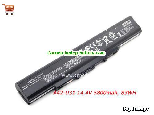 Genuine ASUS P41JC Battery 5800mAh, 14.4V, Black , Li-ion