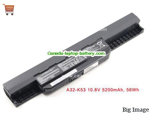 Genuine ASUS A53JH Battery 5200mAh, 10.8V, Black , Li-ion