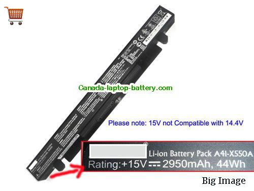 Genuine ASUS FX50JX4200 Battery 2950mAh, 44Wh , 15V, Black , Li-ion