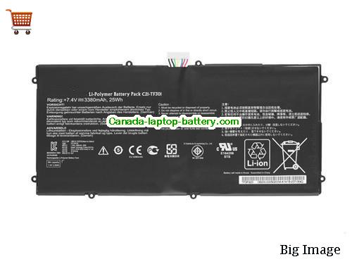 Canada C21-TF301 Battery for ASUS Transformer Pad TF700T TF700 Series 7.4V 3380mAh 25Wh