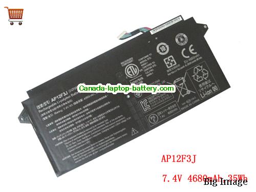 Genuine ACER S7-191-53314G12ass Battery 4680mAh, 7.4V, Black , Li-Polymer