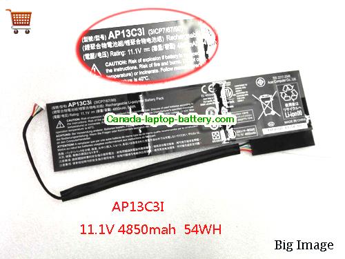 ACER AP12A3i Replacement Laptop Battery 4850mAh, 54Wh  11.1V Balck Li-Polymer