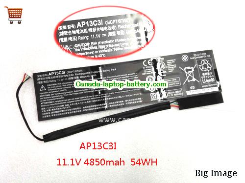 ACER Aspire M3-481 Ultrabook Replacement Laptop Battery 4850mAh, 54Wh  11.1V Balck Li-Polymer