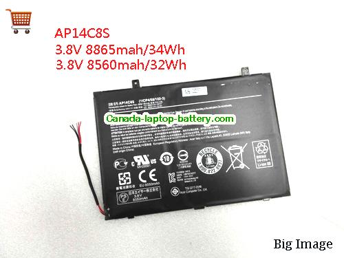 Genuine ACER SW5-171-39HY Battery 8560mAh, 32Wh , 3.8V, Black , Li-ion