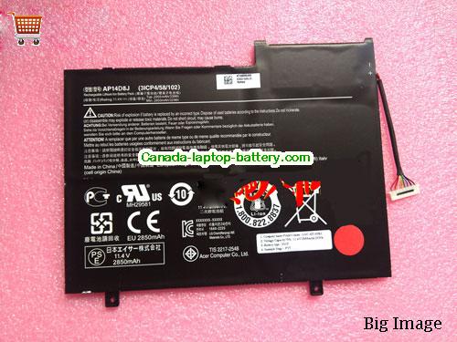 Genuine ACER Switch Pro 11 SW5-171P-87VK Battery 2850mAh, 32Wh , 11.4V, Black , Li-Polymer