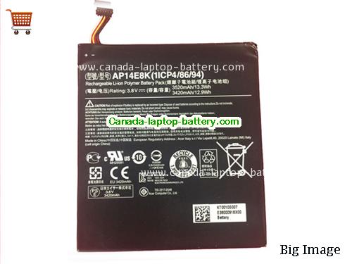 Genuine ACER AP14E8K Battery 3520mAh, 13.3Wh , 3.8V, Black , Li-ion