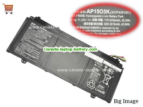 Genuine ACER AP15O3K Battery 4030mAh, 45.3Wh , 11.25V, Black , Li-ion