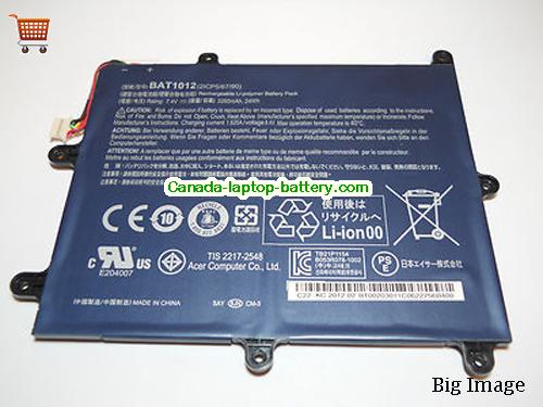 Genuine ACER Iconia Tab A210 Battery 3280mAh, 24Wh , 7.4V, Black , Li-Polymer
