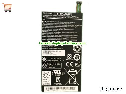 Canada Genuine ACER Tablet type 1S1P BAT-712 battery
