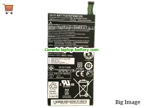 Genuine ACER 1S1P Battery 4040mAh, 15Wh , 3.7V, Black , Li-ion