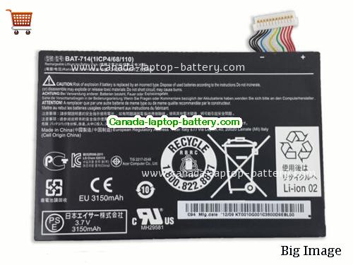 ACER BAT-714 Replacement Laptop Battery 3420mAh, 12.65Wh  3.7V Black Li-ion