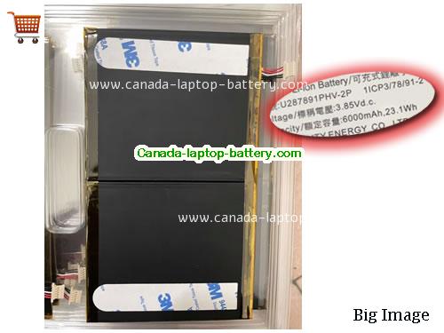 Canada Genuine U287891PHV-2P Battery 3.85V 6000mah 23.1Wh for Acer Tabelt