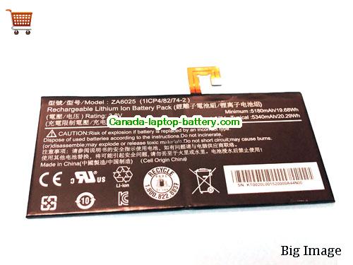 Canada ZA6025 Battery ACER Li-Polymer for Iconia One 10 B3-A10 Tablet 19.68Wh 3.8v