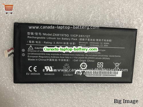 ACER Tab 7 Replacement Laptop Battery 3400mAh, 12.92Wh  3.8V Black Li-Polymer