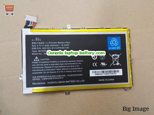 Genuine AMAZON 26S1001-S1 Battery 4440mAh, 16.43Wh , 3.7V, Black , Li-Polymer