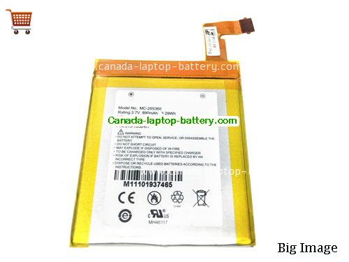 Canada MC-265360 Battery Li-Polymer MC265360 for Amazon Kindle 4th