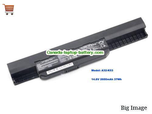 Genuine ASUS A53 Battery 2600mAh, 37Wh , 14.8V, Black , Li-ion