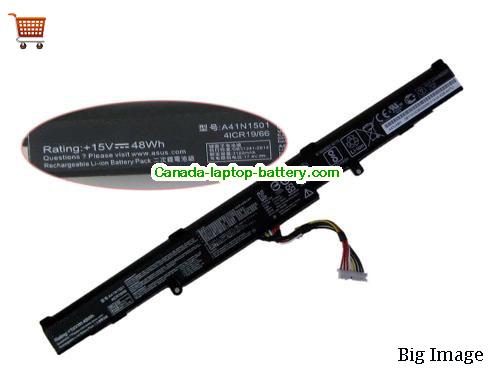 Image of canada ASUS A41N1501 Battery For GL752  N552VX Series Laptop 48wh