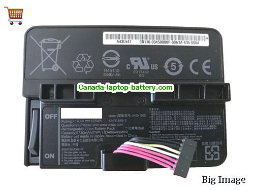 Genuine ASUS A43N1605 Battery 8730mAh, 125Wh , 14.4V, Black , Li-ion