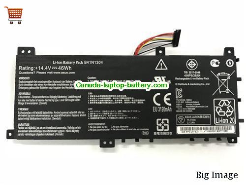 Genuine ASUS B41BK4G Battery 3194mAh, 46Wh , 14.4V, Black , Li-ion