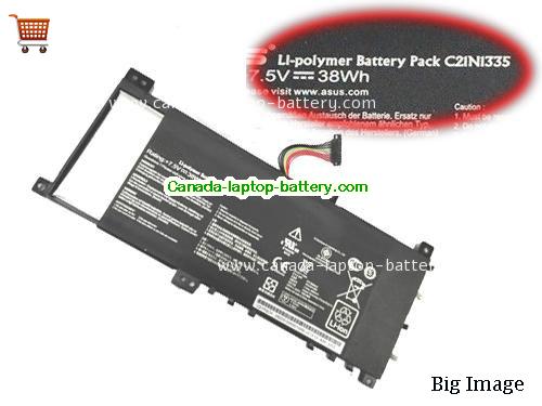 Genuine ASUS VivoBook S451LN-CA132H Battery 5066mAh, 38Wh , 7.5V, Black , Li-ion