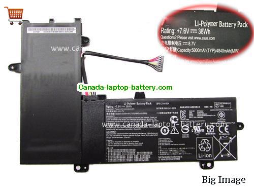 Genuine ASUS 0B200-01710100 Battery 4840mAh, 38Wh , 7.6V, Black , Li-ion