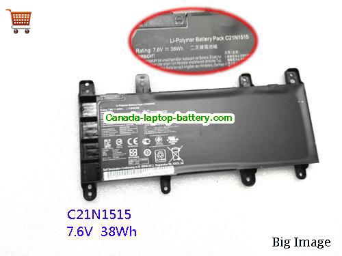 Genuine ASUS R753UV-TY301T Battery 4840mAh, 38Wh , 7.6V, Black , Li-ion