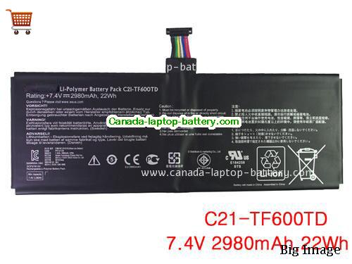 Genuine ASUS TF600TD Battery 2980mAh, 22Wh , 7.4V, Black , Li-Polymer