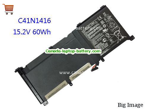 Genuine ASUS N501JW-FI320H Battery 4400mAh, 60Wh , 15.2V, Black , Li-ion