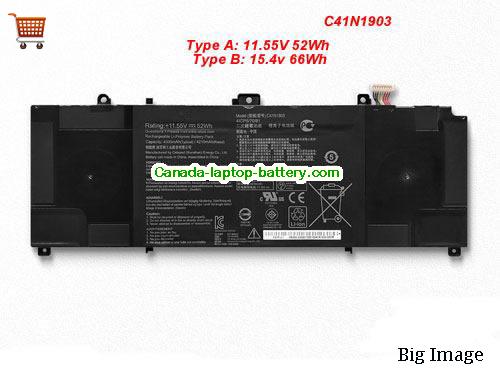 Genuine ASUS ExpertBook B9 B9400CE-KC0166R Battery 4335mAh, 66Wh , 15.4V, Black , Li-Polymer