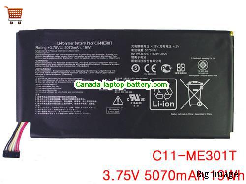 Genuine ASUS C11-ME301T Battery 5070mAh, 19Wh , 3.75V, Black , Li-Polymer