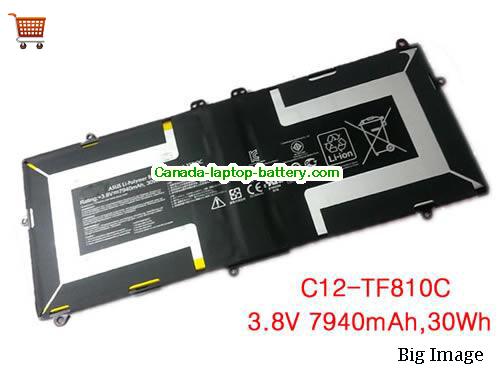 Genuine ASUS C12-TF810C Battery 7940mAh, 30Wh , 3.8V, Black , Li-Polymer