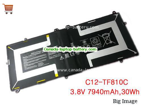 Genuine ASUS C12-TF810C Battery 7940mAh, 30Wh , 3.8V, Black , Li-Polymer