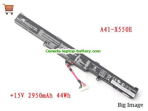 Genuine ASUS A41-X550E Battery 2950mAh, 44Wh , 15V, Black , Li-ion