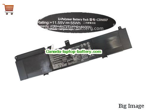 Genuine ASUS TP301UJ-C4134T Battery 4780mAh, 55Wh , 11.55V, Black , Li-ion