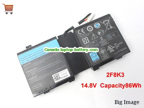 Image of canada Original Laptop Battery for  Dell 0KJ2PX, Alienware 18, P18E, 02F8K3,  Black, 86Wh 14.8V
