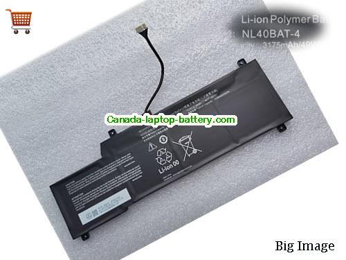 Genuine CLEVO NL40BAT-4 Battery 3230mAh, 50Wh , 15.2V, Black , Li-Polymer