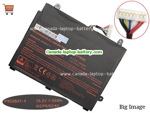 Canada Original Laptop Battery for  HASEE KINGBOOK T96E, KINGBOOK T97,  Black, 3500mAh, 55Wh  15.2V