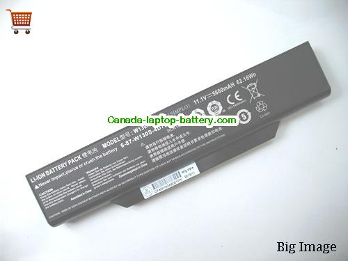 Genuine CLEVO W130Ex Battery 5600mAh, 62.16Wh , 11.1V, Black , Li-ion
