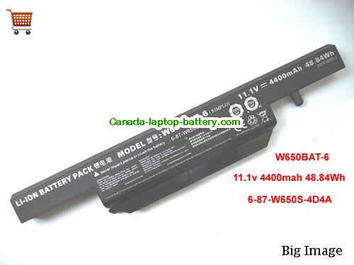 Genuine CLEVO W650RZ Battery 4400mAh, 48.84Wh , 11.1V, Black , Li-ion