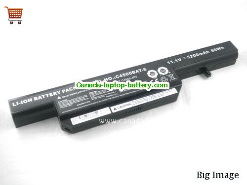 Genuine CLEVO 6-87-C450S-4R4 Battery 5200mAh, 11.1V, Black , Li-ion